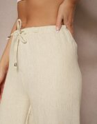 sophyline paris Pantaloni bej din vâscoză largi cu legătură în talie Falriza