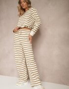sophyline paris Pantaloni de trening largi bej din bumbac decorați cu dungi și șnururi Fenilira