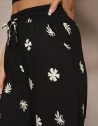 sophyline paris Pantaloni negri din vâscoză cu croială largă cu elastic în talie cu imprimeu floral Nimilassa