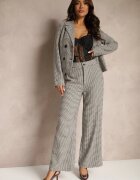 sophyline paris Pantaloni Negru-Bej cu Viscoză Talie Înaltă cu Croială Largă în carouri pepită Enithra