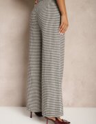 sophyline paris Pantaloni Negru-Bej cu Viscoză Talie Înaltă cu Croială Largă în carouri pepită Enithra