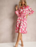 sophyline paris Rochie Fucsia cu croială tip cămașă cu cordon în talie Latrice