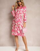 sophyline paris Rochie Fucsia cu croială tip cămașă cu cordon în talie Latrice