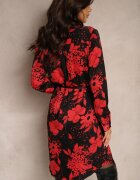 sophyline Rochie Negru-Roșu Cu model din Viscoză cu croială tip cămașă cu curea Ninnoria