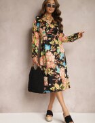 sophyline Rochie Negru-Roz Tip Plic cu Imprimeu Floral Aleratoa