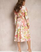 sophyline Rochie Tip plic Alb-Roz cu Imprimeu Floral Aleratoa