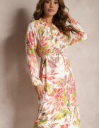 sophyline Rochie Tip plic Alb-Roz cu Imprimeu Floral Aleratoa