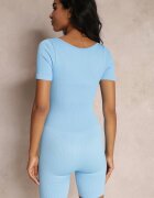 soy&co Salopetă Bodycon Albastru cu Mâneci Scurte și Pantaloni Scurți Tavis