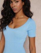 soy&co Salopetă Bodycon Albastru cu Mâneci Scurte și Pantaloni Scurți Tavis