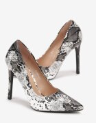  Stiletto Negri cu Vârf Ascuțit și Imprimeu Piele de Șarpe Hyaneta