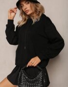 studio eleven Bluză Neagră stil hanorac clasic cu glugă Lunamoon