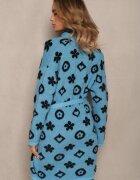 studio eleven Cardigan Albastru cu curea legată Decorat cu model floral Timonen