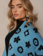 studio eleven Cardigan Albastru cu curea legată Decorat cu model floral Timonen