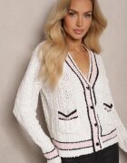studio eleven Cardigan Bej cu viscoză cu nasturi cu dungi Liathalie