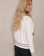 studio eleven Cardigan Bej cu viscoză cu nasturi cu dungi Liathalie