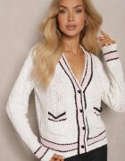studio eleven Cardigan Bej cu viscoză cu nasturi cu dungi Liathalie