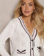 studio eleven Cardigan Bej cu viscoză cu nasturi cu dungi Liathalie
