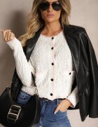 studio eleven Cardigan Bej Deschis din Viscoză și Imitație de Buzunare Lialisa