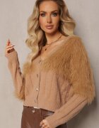 studio eleven Cardigan Maro cu tricot pufos la decolteu și mâneci Saccina