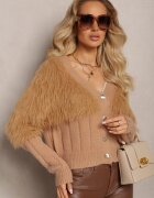 studio eleven Cardigan Maro cu tricot pufos la decolteu și mâneci Saccina