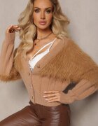 studio eleven Cardigan Maro cu tricot pufos la decolteu și mâneci Saccina