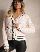 studio eleven Cardigan Roz cu Vâscoză cu Nasturi cu Dungi Liathalie