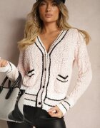 studio eleven Cardigan Roz cu Vâscoză cu Nasturi cu Dungi Liathalie