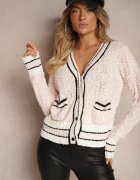 studio eleven Cardigan Roz cu Vâscoză cu Nasturi cu Dungi Liathalie