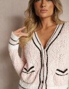 studio eleven Cardigan Roz cu Vâscoză cu Nasturi cu Dungi Liathalie