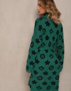 studio eleven Kardigan verde cu cordon legat decorat cu model floral Timonen