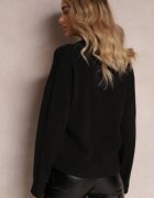 studio eleven Pulover Negru cu Patch-uri cu Scris Amour Mavilla