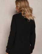 studio eleven Pulover Negru Tricotat cu Decolteu Rotund Aissorne