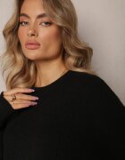 studio eleven Pulover Negru Tricotat cu Decolteu Rotund Aissorne