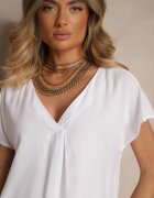 Sublevel Bluză Albă tip liliac din Viscoză decorată cu pliuri Paslitia