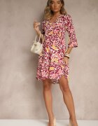 Sublevel Rochie Galben-Bordo din Viscoză cu Croială Cloș cu Imprimeu Abstract Lirese