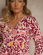 Sublevel Rochie Galben-Bordo din Viscoză cu Croială Cloș cu Imprimeu Abstract Lirese