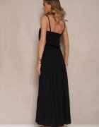 Sublevel Rochie neagră evazată din viscoză cu bretele Flesira