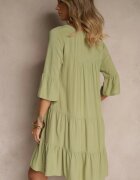Sublevel Rochie Verde Vâscoză Evazată cu volane Lirione