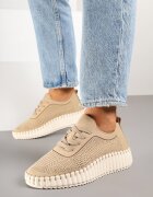 super mode Adidași bej pe platformă embosată cu partea superioară perforată Ronfira