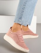 super mode Adidași Roz pe Platformă Reliefată cu Partea Superioară Perforată Ronfira