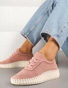 super mode Adidași Roz pe Platformă Reliefată cu Partea Superioară Perforată Ronfira