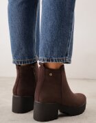 super mode Botine Belanto cu toc bloc și platformă cu cusătură laterală Maro