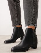 super mode Botine joase cu toc gros și fermoar decorativ Joceline Negre