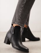 super mode Botine joase cu toc gros și fermoar decorativ Joceline Negre