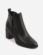 super mode Botine joase cu toc gros și fermoar decorativ Joceline Negre