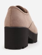 super mode Pantofi Oxford cu toc gros și talpă profilată cu branț din piele naturală Ajonia Bej închis