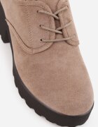 super mode Pantofi Oxford cu toc gros și talpă profilată cu branț din piele naturală Ajonia Bej închis