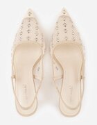 super mode Sandale Aurii Slingback cu toc cui din plasă Decorate cu Zirconiu Lilinyra