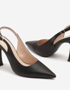 super mode Sandale Negre cu toc tip Slingback Dolandra