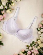  Sutien Alb cu Inserții din Dantelă și Efect Push Up Sellish
